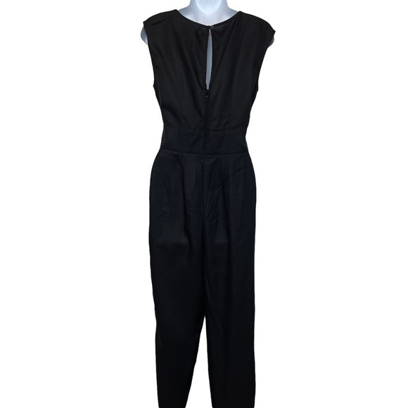 New Anthropologie Maeve Jumpsuit Pants Length Linen Blend Scoop Neck Black - Picture 5 of 12